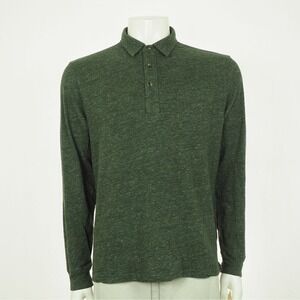 Faherty Brand Luxe Polo Shirt Mens Large Heather Green Organic Cotton Knit Blend